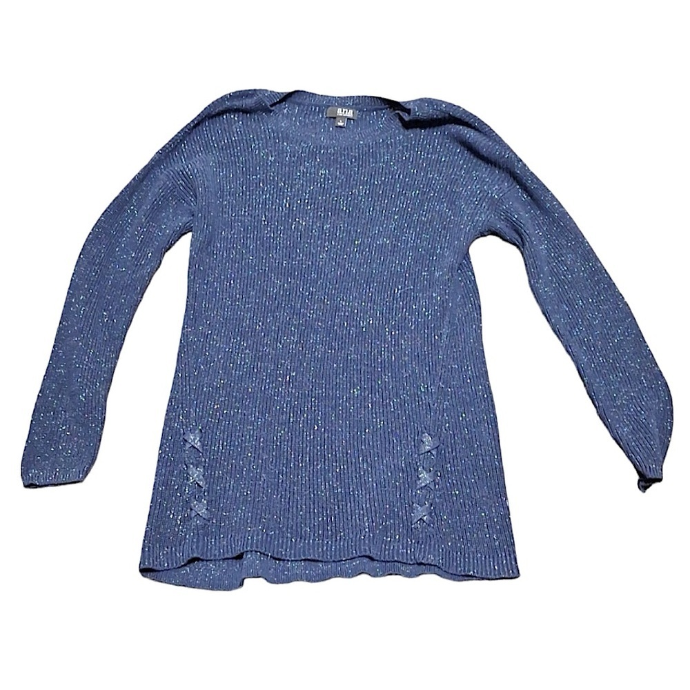 A.N.A. Navy Blue Sparkle Long Sleeve Oversized Sweater Tunic Women’s Size Large